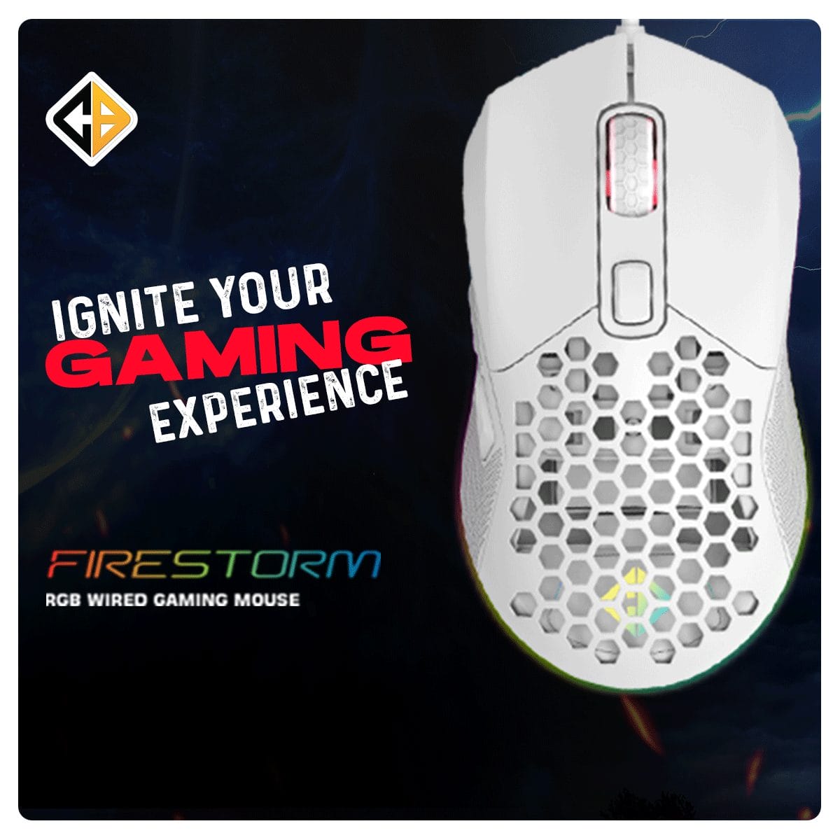 COSMIC BYTE FIRESTORM RGB (WHITE) GAMING MOUSE