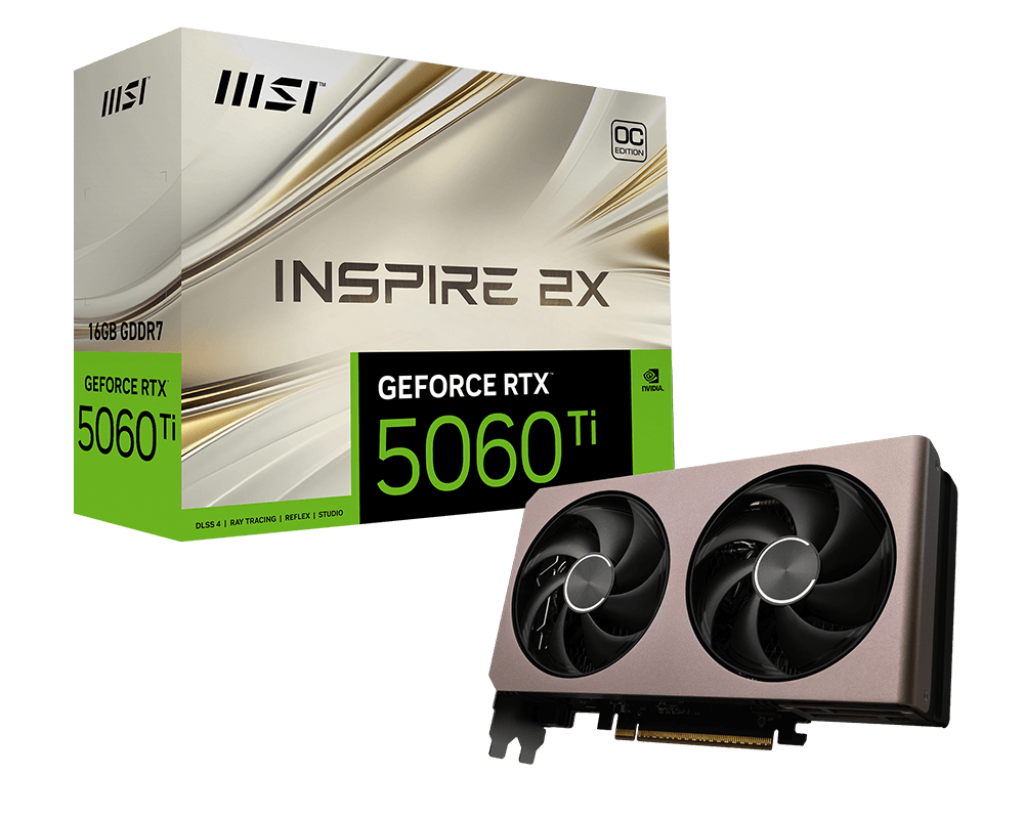 MSI GEFORCE RTX 5060 TI 16GB INSPIRE 2X OC GRAPHIC CARD