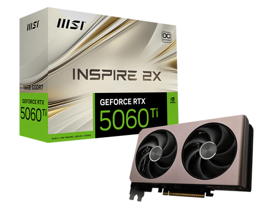 MSI GEFORCE RTX 5060 TI 16GB INSPIRE 2X OC GRAPHIC CARD