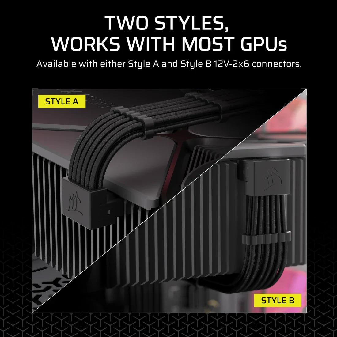 CORSAIR RIGHT ANGLED EMBOSSED 12VHPWR CABLE, TYPE-4, 650MM, BLACK, STYLE A