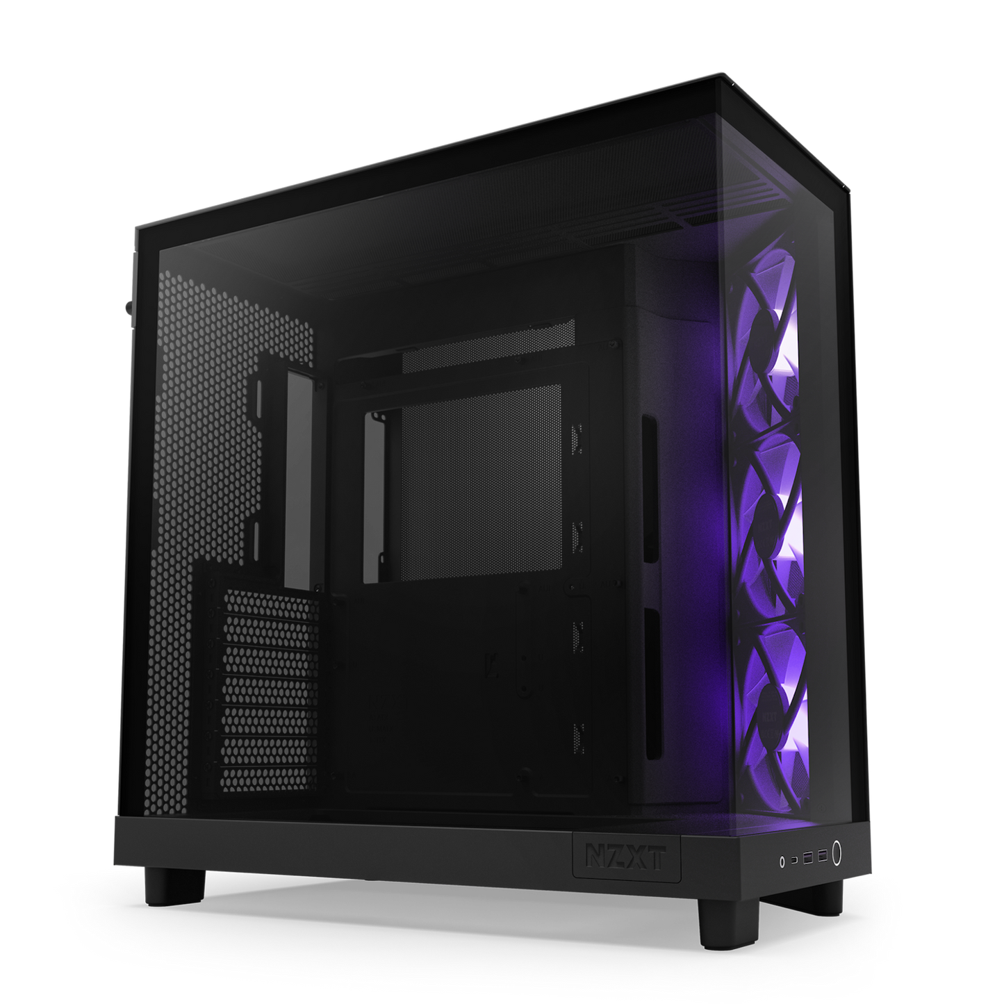 NZXT CHASSIS H6 FLOW RGB (2023) COMPACT DUAL-CHAMBER ATX CASE WITH RGB FANS - ALL BLACK -CC-H61FB-R1