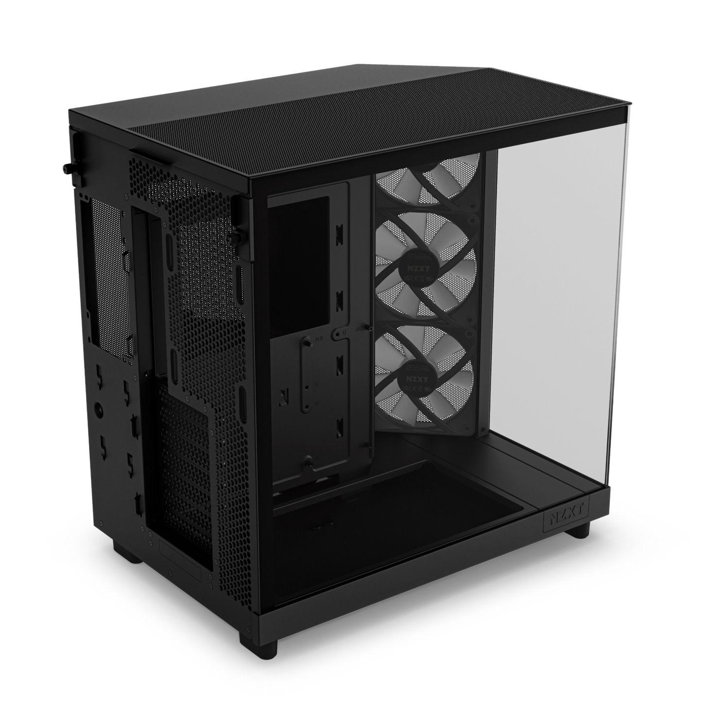 NZXT CHASSIS H6 FLOW RGB (2023) COMPACT DUAL-CHAMBER ATX CASE WITH RGB FANS - ALL BLACK -CC-H61FB-R1