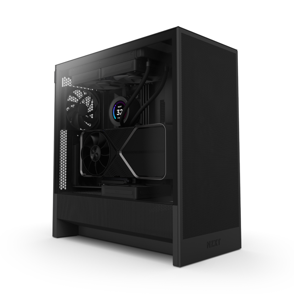 NZXT CHASSIS H5 FLOW (2024) COMPACT MID-TOWER ATX CASE - ALL BLACK - CC-H52FB-01