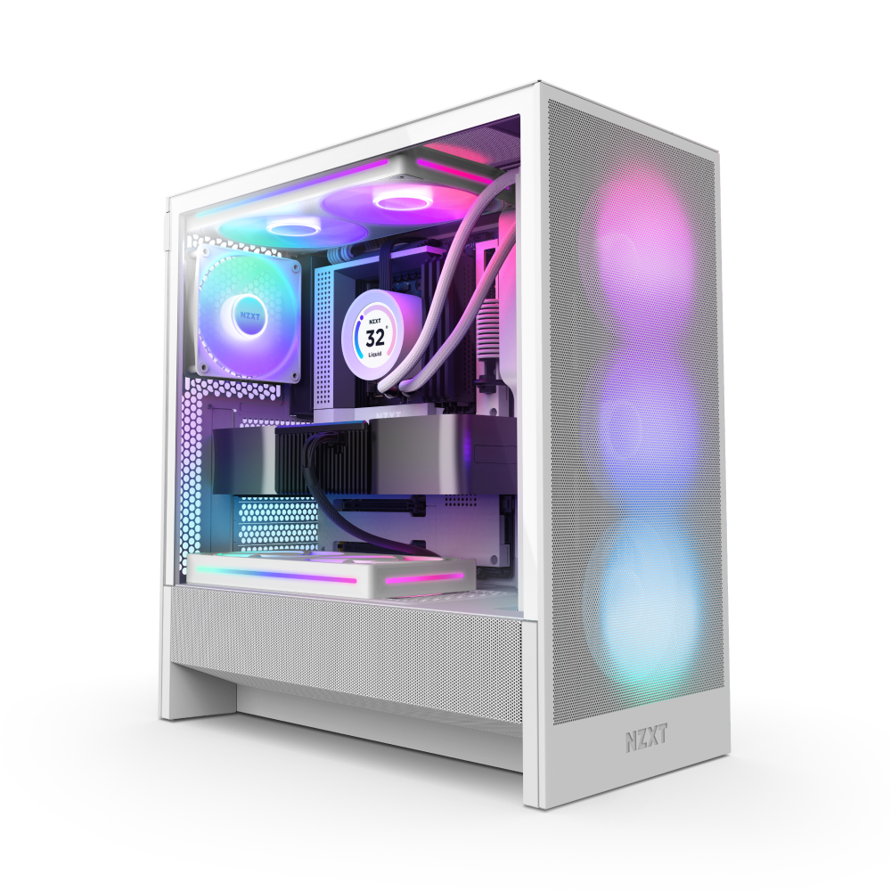 NZXT CHASSIS H5 FLOW RGB (2024) COMPACT MID-TOWER ATX CASE ALL WHITE - CC-H52FW-R1