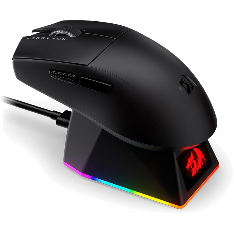 Redragon King Ultra M999 Tri-Mode Wireless Gaming Mouse with Magnetic RGB Charging Dock, 45000 DPI, Black