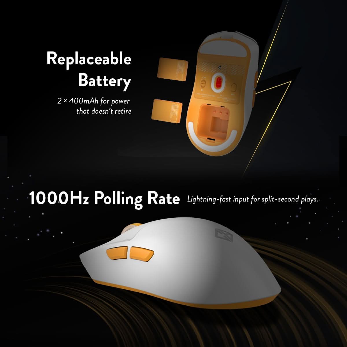 Cosmic Byte Aether Tri Mode Gaming Mouse, PixArt 3311 Sensor, Optical Switches, Replaceable Battery, White