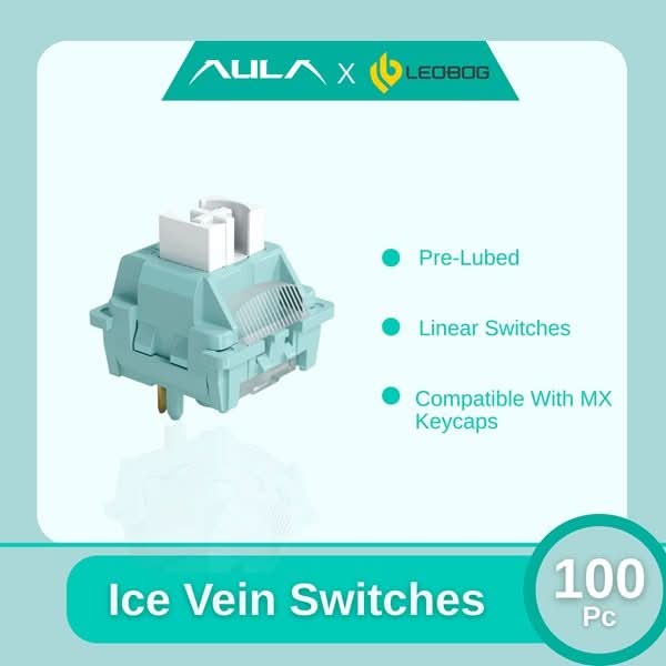 AULA LEOBOG Ice Vein Linear Mechanical Switch – Ultra-Smooth, Pre-Lubed, Hot-Swappable, Ideal for Custom Keyboards (100pcs)