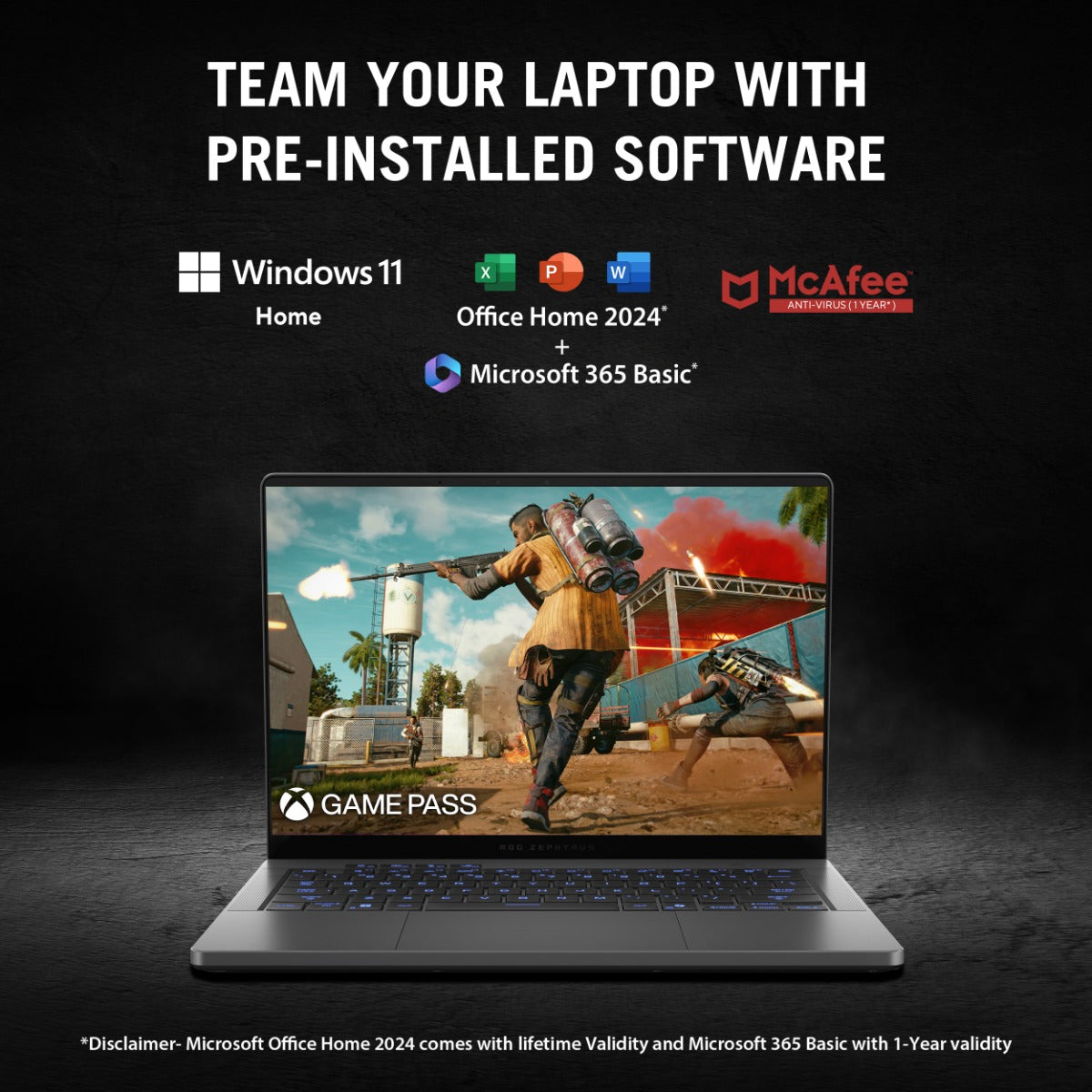 ASUS ROG ZEPHYRUS G14, GAMING LAPTOP, AMD RYZEN AI 9 HX 370, RTX 5070 TI GPU (32GB/2TB/35.56 CMS (14) 3K/WINDOWS 11 HOME/OFFICE HOME 2024 + M365 BASIC (1 YEAR VALIDITY) GA403WR-QS123WS