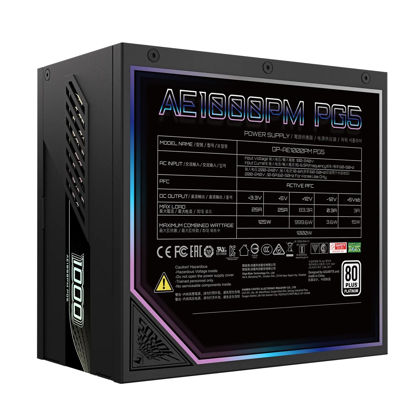 GIGABYTE AORUS ELITE P1000W 80+ PLATINUM MODULAR PCIE 5.0 (GP-AE1000PM PG5)