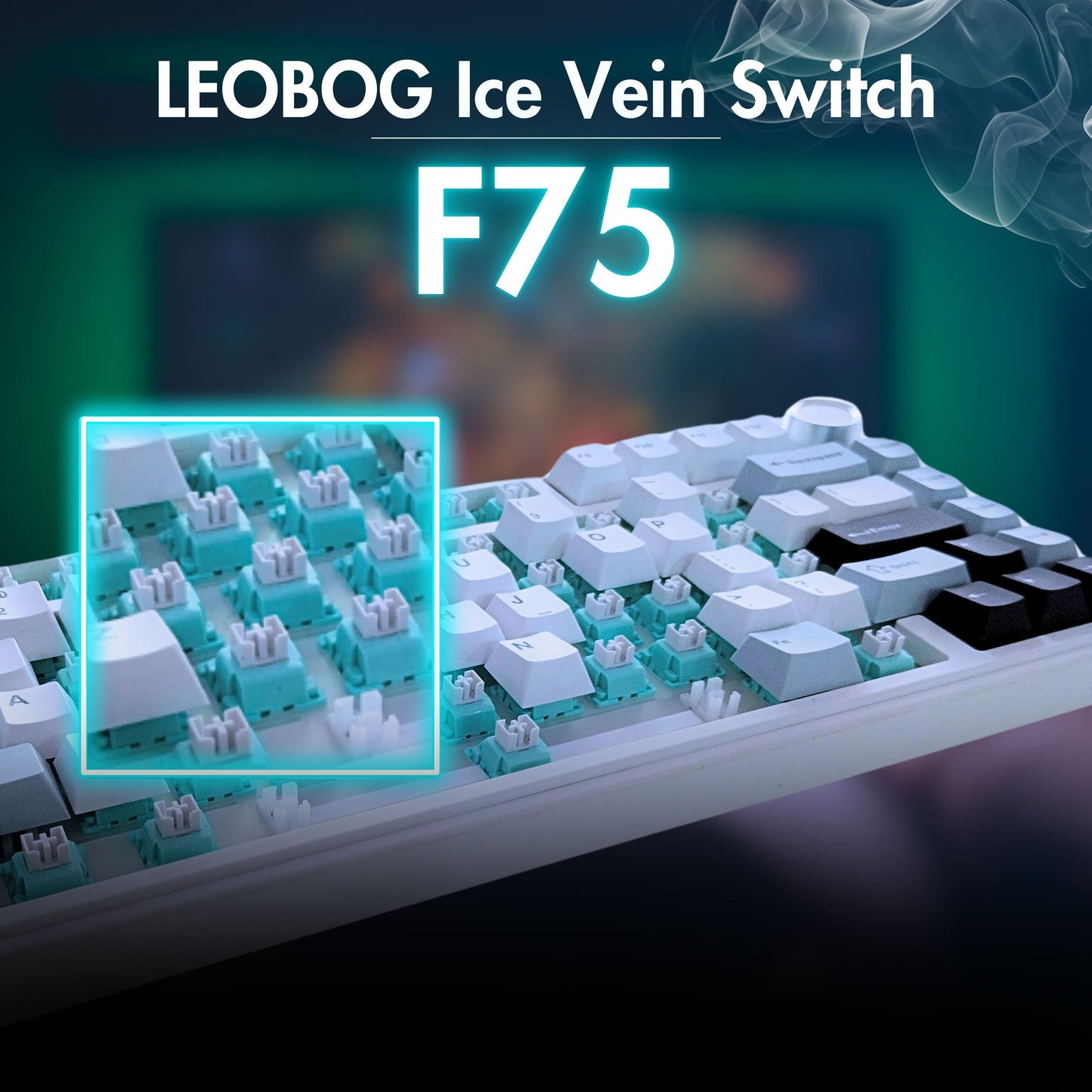 AULA F75 75% WIRELESS MECHANICAL KEYBOARD | HOT SWAPPABLE | PRE-LUBED LINEAR SWITCHES | RGB BACKLIT | 2.4GHZ/TYPE-C/BLUETOOTH GAMING KEYBOARD (ICE BLUE, ICE VEIN SWITCH)