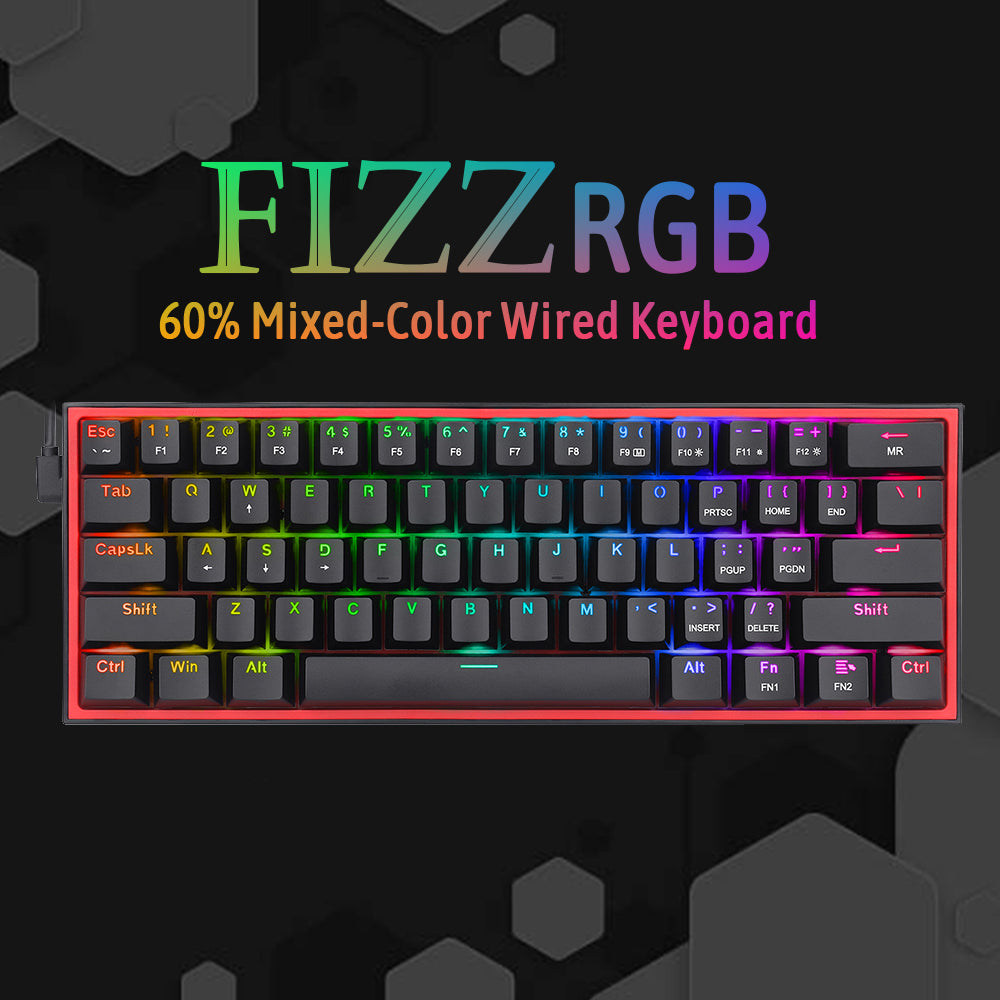 REDRAGON K617 FIZZ (BLACK) RGB RED SWICTH KEYBOARD BLACK