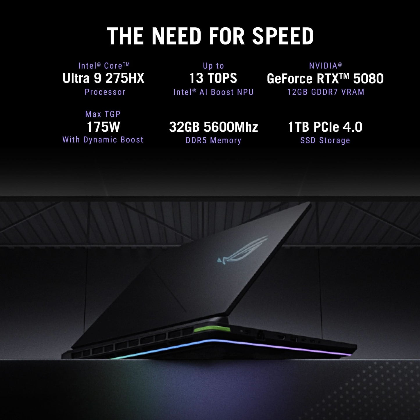 ASUS STRIX G16 INTEL CORE ULTRA 9 275HX/RTX5080 16GB/LPDDR5X 32GB/1TB PCIE G4 SSD/16.0 WUXGA ANTI-GLARE NON-TOUCH,300NITS/B,SRGB 100%(165HZ),IPS-NB(RV)/BACKLIT CHICLET KEYBOARD 4-ZONE RGB WITH COPILOT KEY/90WHRS, 4S1P, 4-CELL LI-ION/GRAY