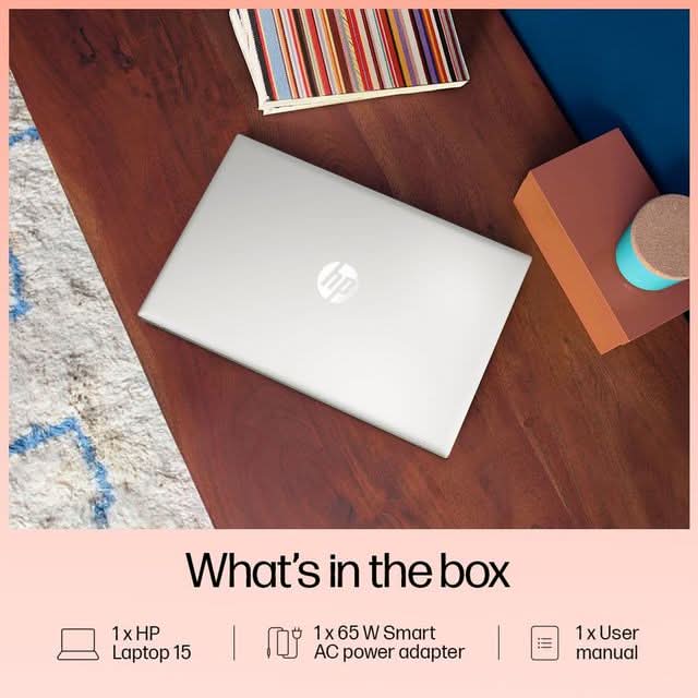 HP 15-FD0623TU 15.6 Inch FHD Laptop, Intel Core i3-1315U, 8GB RAM, 512GB SSD, Windows 11 Home, Microsoft Office 2024, Silver