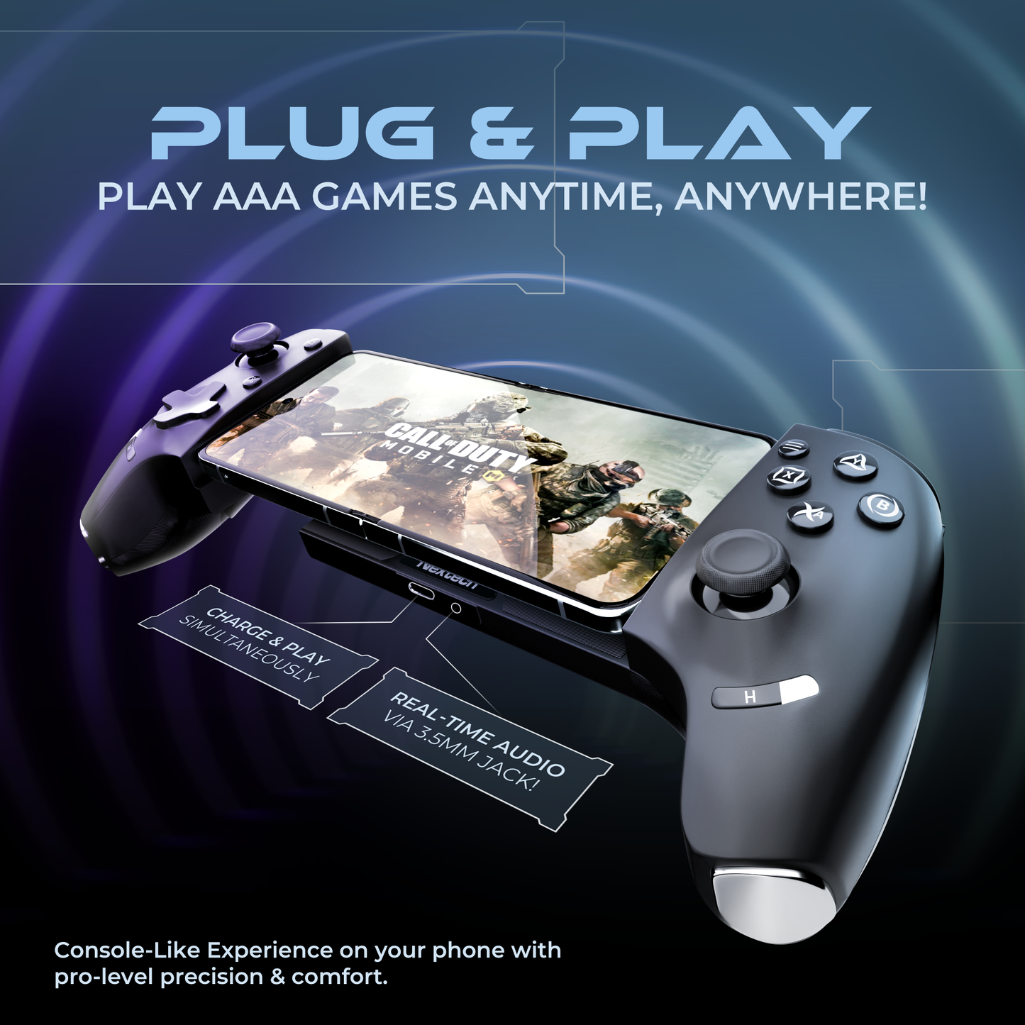 KLUTCH ONE GAMEPAD WITH IPHONE/ANDROID, XBOX, HID & KEYMAP MODES | WIRED & BLUETOOTH CONNECTIVITY | LIGHTING INDICATORS | GAMING CONTROLLER FOR MOBILE, PC,CONSOLE | WIRELESS GAMEPAD & JOYSTICK