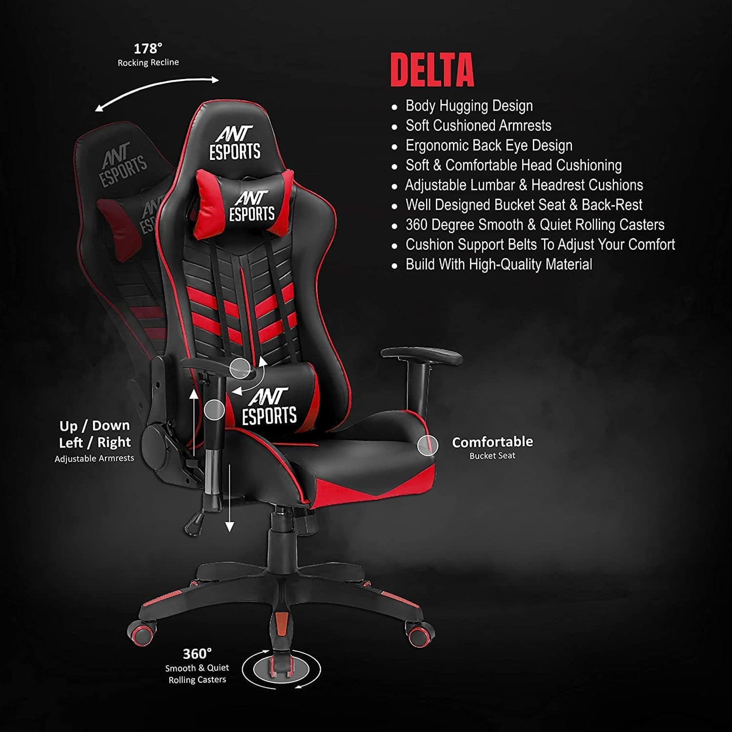 GAMING-CHAIR-ANT-ESPORTS-GAMEX-DELTA-(RED-BLACK)