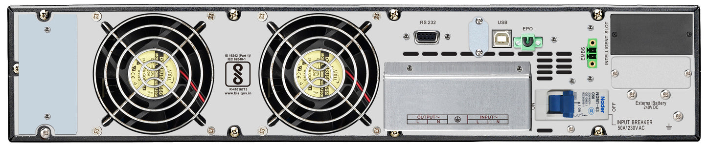 APC EASY UPS ON-LINE SRV10KRIL-IN - 10KVA/10KW| 230V | RACKMOUNT 5U | HARD WIRE 3-WIRE(1P+N+E) OUTLET | INTELLIGENT CARD SLOT | VISUAL LCD AND AUDIBLE ALARMS | EXTENDED RUNTIME, W/O RAIL KIT | 2 YEARS WARRANTY