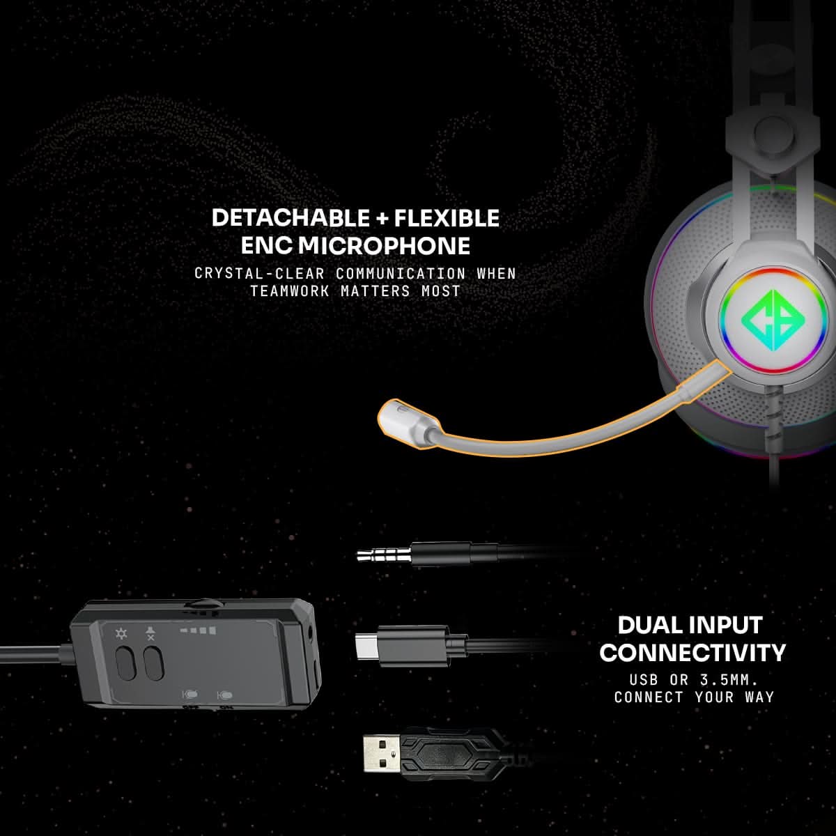 Cosmic Byte Proteus X 7.1.4 Surround Wired Gaming Headset White