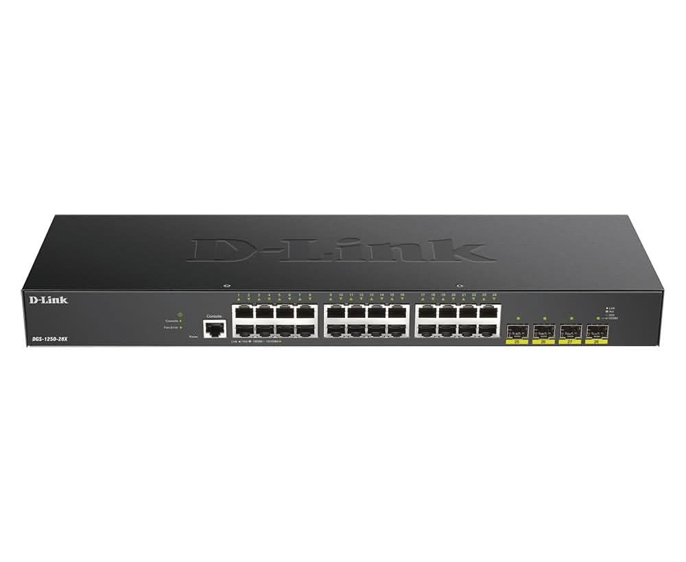 DLINK DGS-1250-28X 28 PORT SMART MANAGED GIGABIT LAYER 2 SWITCH WITH 4 PORTS 10G SFP+ PORTS