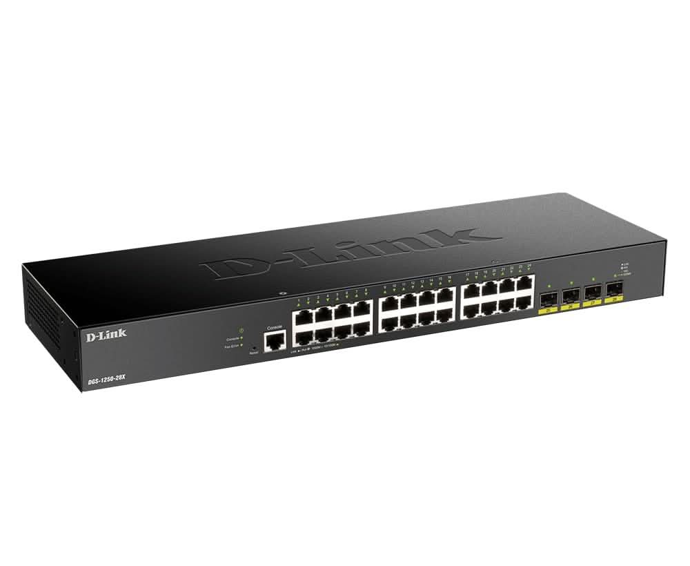 DLINK DGS-1250-28X 28 PORT SMART MANAGED GIGABIT LAYER 2 SWITCH WITH 4 PORTS 10G SFP+ PORTS