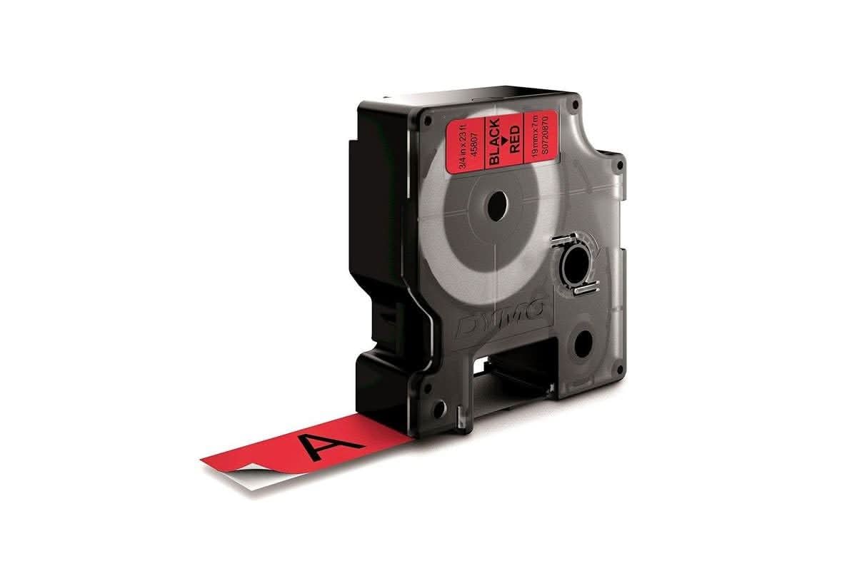 DYMO AUTHENTIC D1 LABELS, BLACK PRINT ON RED TAPE, 19MM X 7M, SELF-ADHESIVE LABELS FOR LABELMANAGER & MOBILELABELER LABEL PRINTERS