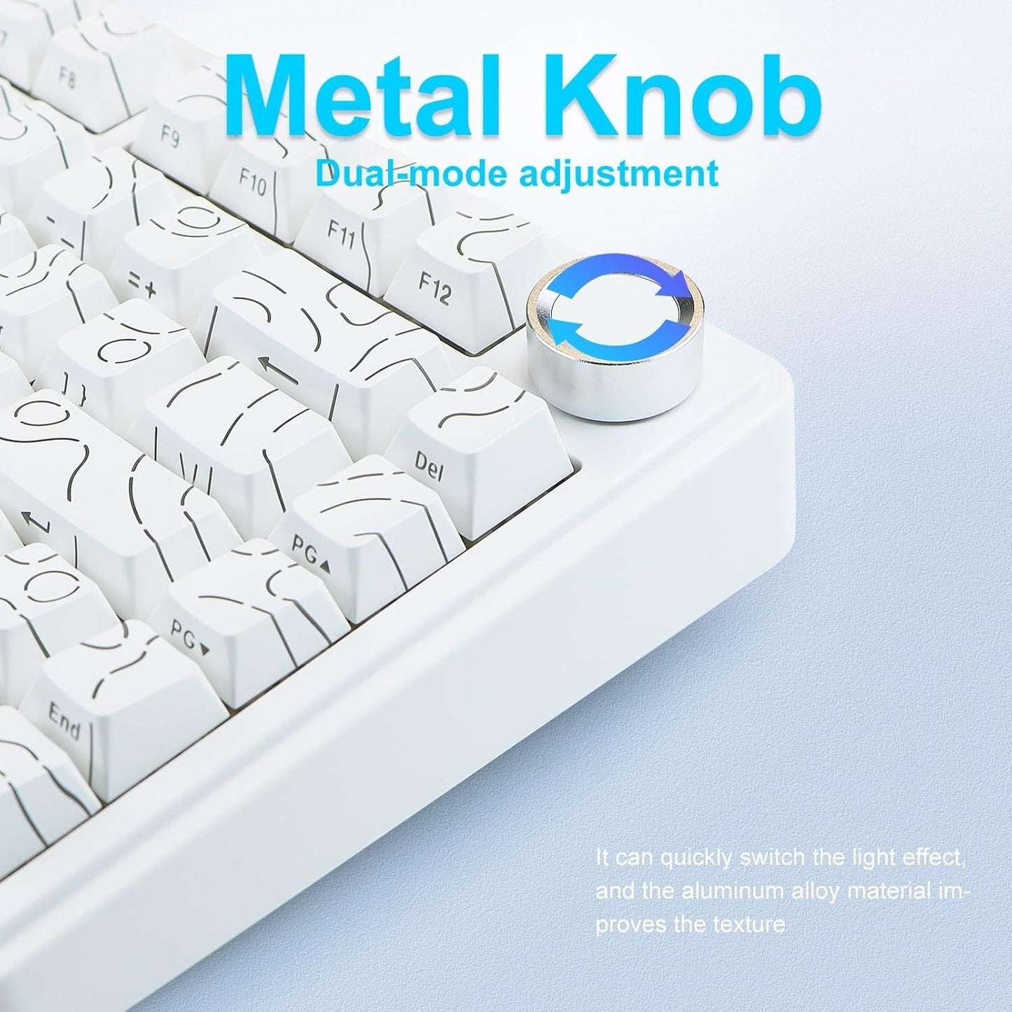 AULA F75 75% SIDE ENGRAVED TRI MODE TKL 80 KEYS WIRELESS MECHANICAL GAMING KEYBOARD WITH KNOB | 4000MAH BATTERY, SOUTH-FACING RGB BACKLIT PRE-LUBED HOT SWAPPABLE | WHITE CONTOUR - STAR VECTOR SWITCHES