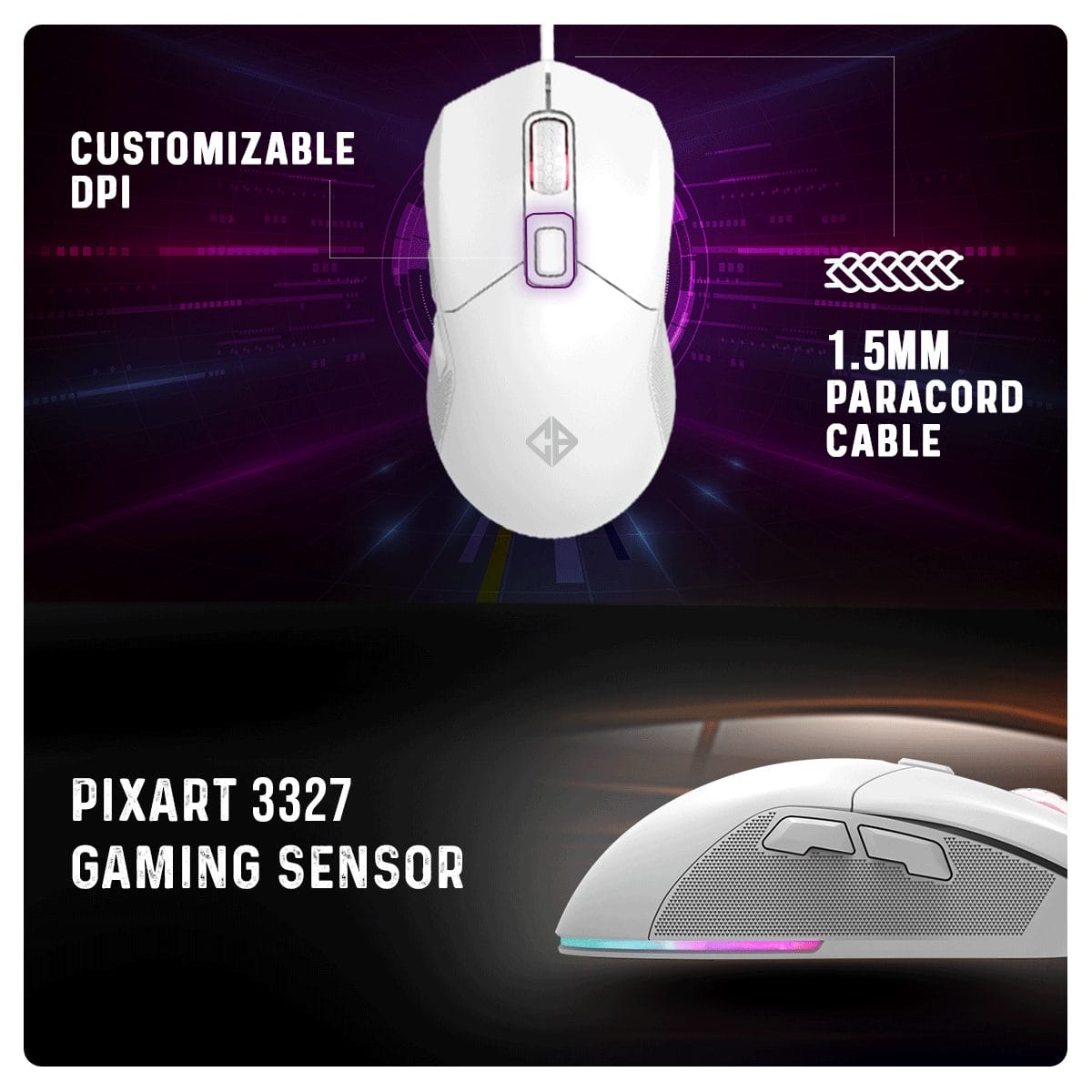 COSMIC BYTE FIRESTORM RGB (WHITE) GAMING MOUSE