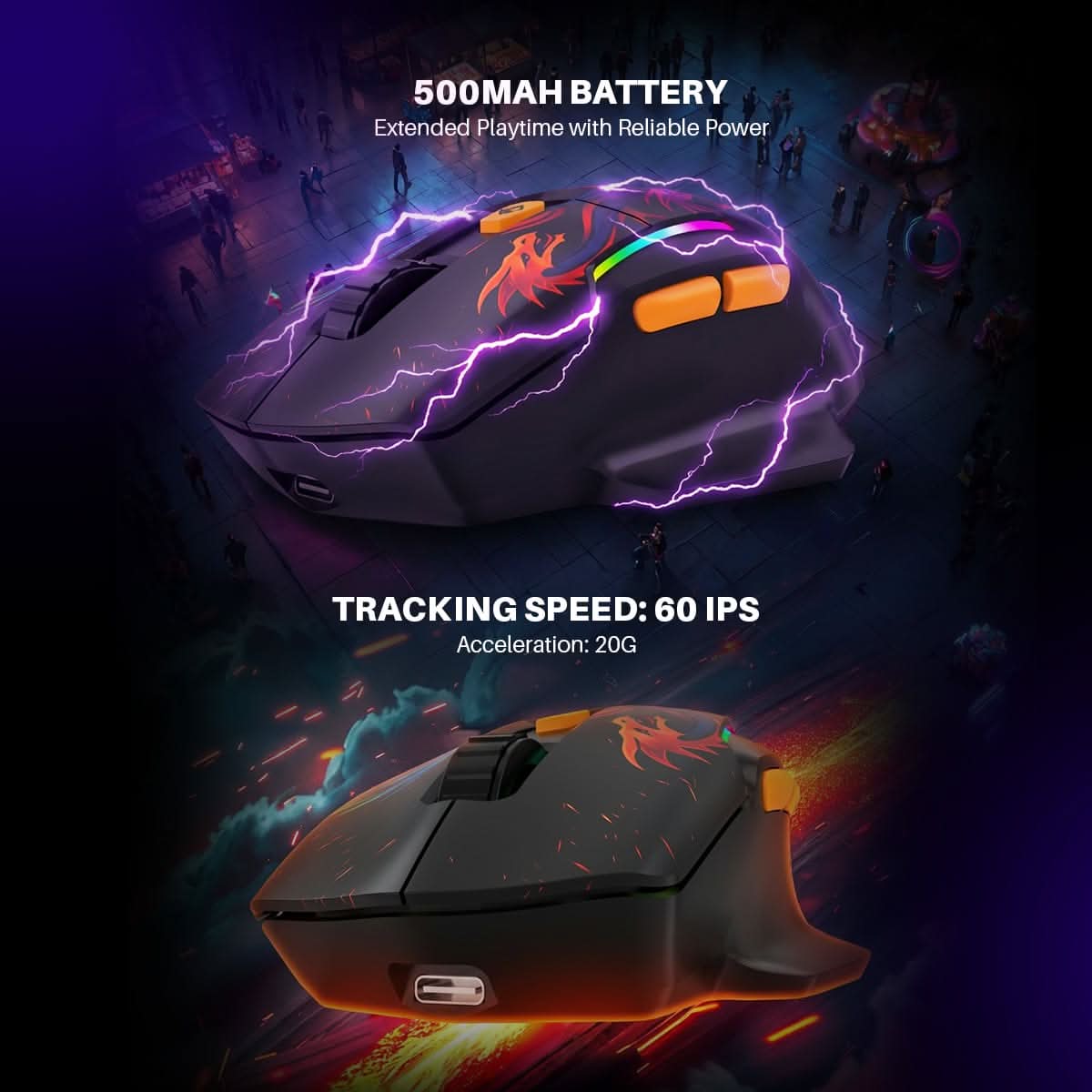 Cosmic Byte Helios Tri-Mode Mouse with Software Support, 1000Hz Polling Rate Dragon Edition Black