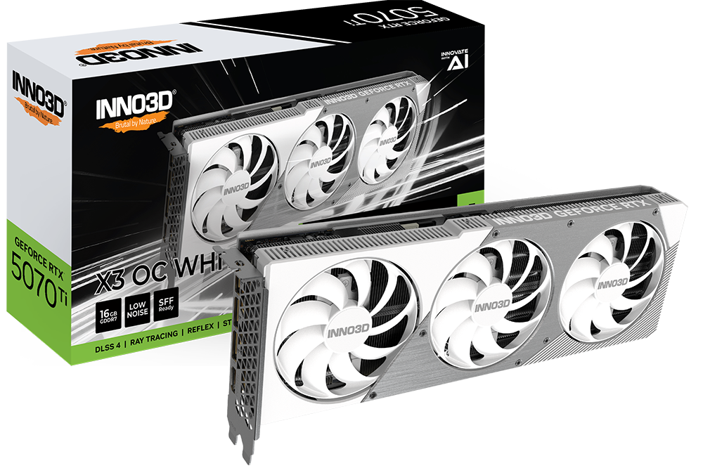 INNO3D RTX 5070 TI X3 OC WHITE 16GB GRAPHICS CARD WHITE