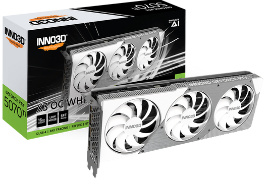 INNO3D RTX 5070 TI X3 OC WHITE 16GB GRAPHICS CARD WHITE