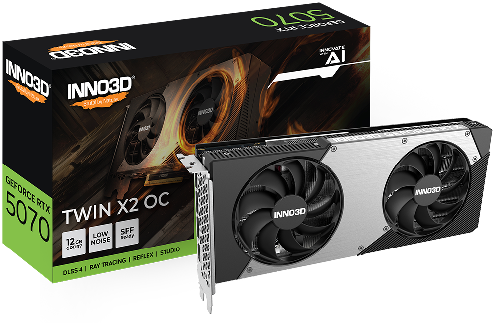 INNO3D GEFORCE RTX 5070 TWIN X2 OC 12GB GDDR7 GRAPHICS CARD-BLACK