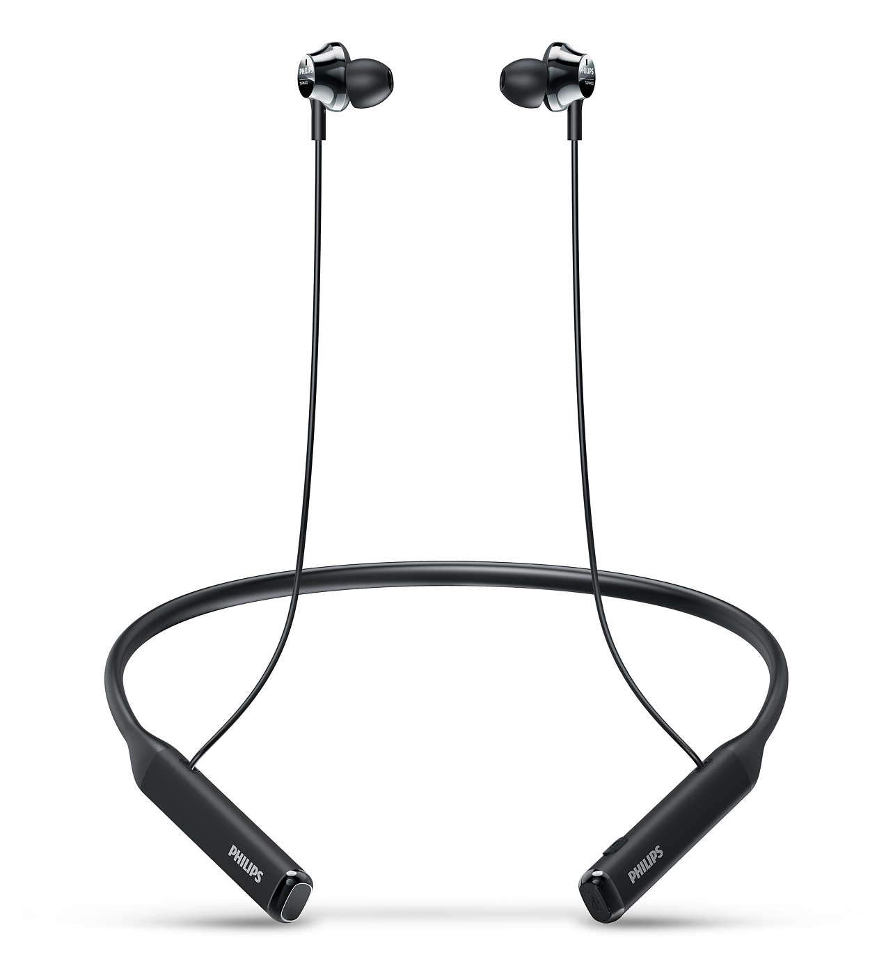 PHILIPS AUDIOS PERFORMANCE TAPN402BK IN-EAR NECKBAND BLUETOOTH EARPHONES WITH IPX4 SPLASH-PROOF DESIGN, UPTO 14H PLAYTIME, BUILT-IN MIC & DEEP BASS (BLACK)