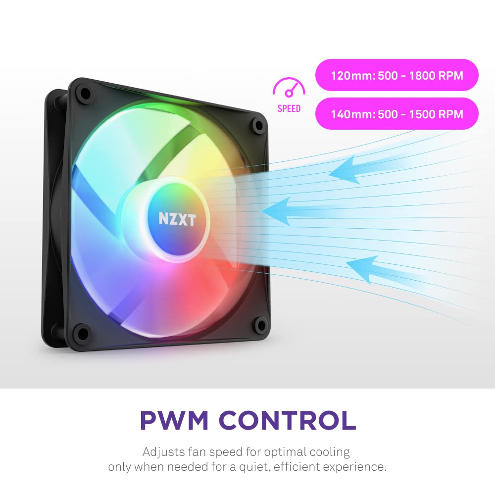 NZXT F120RGB CORE - 120MM HUB-MOUNTED RGB FAN - SINGLE PACK (BLACK)-RF-C12SF-B1