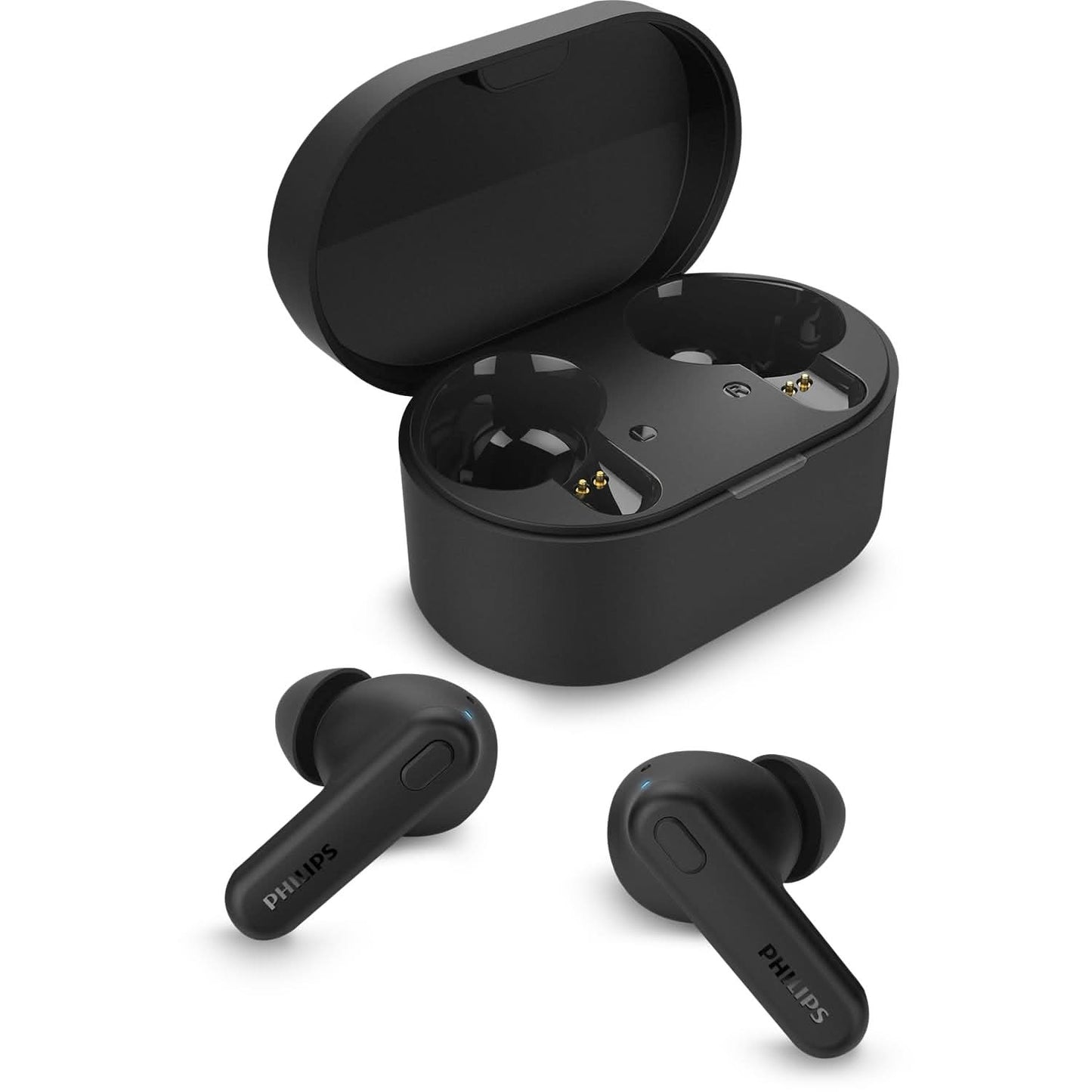 PHILIPS TAT1108BK/00 TRUE WIRELESS EARBUDS, IN-EAR ACTIVE NOISE CANCELLING BLUETOOTH V5.3 EARPHONES WITH MIC, 15H PLAY TIME, SHANK SHAPE, IPX4, TOUCH CONTROLS & CHARGING CASE FOR IPHONE/IPAD (BLACK)