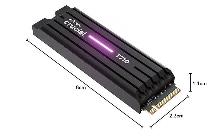 Crucial T710 2TB SSD NVMe M.2 PCIe 5.0 x4 Gen5 with Heatsink