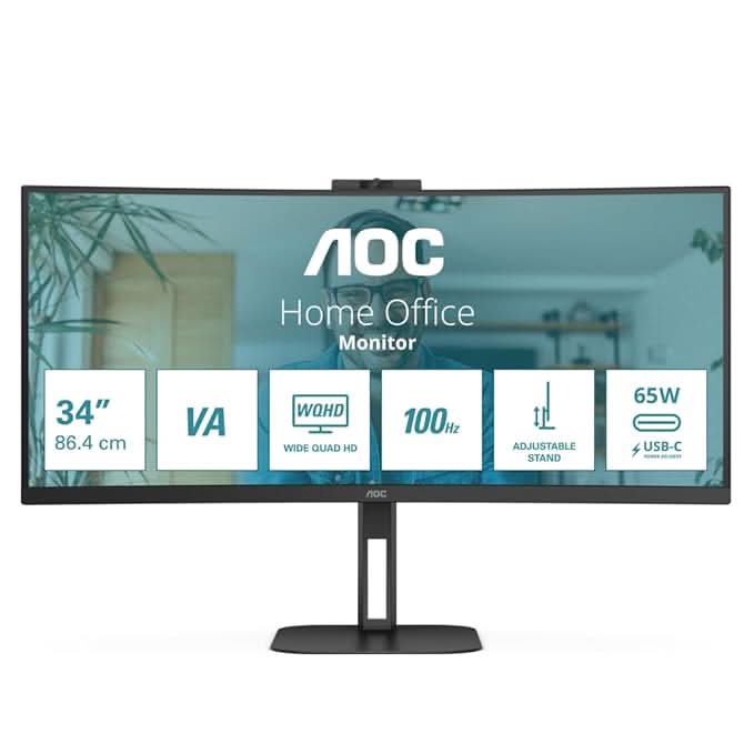 AOC CU34V5CW/BK 34inch Curved Ultra Wide WQHD Monitor