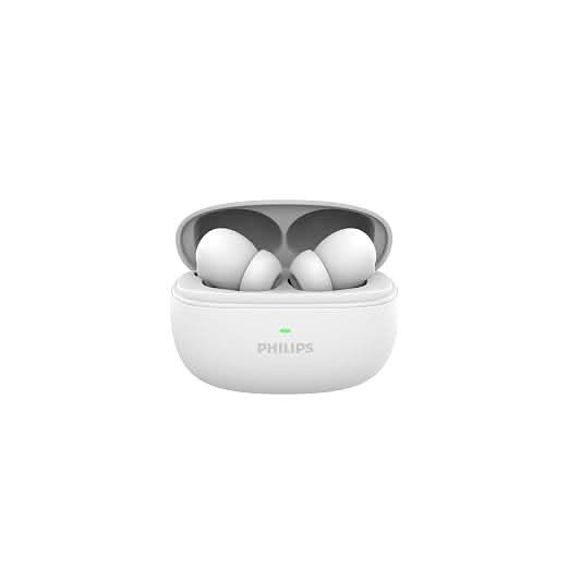 Philips 1150WTHP Premium Wireless Earbuds with ANC, Quad Mic ENC, Up to 55 hr Playtime White