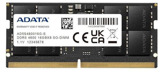 ADATA 16GB 4800MT/S DDR5 SO-DIMM LAPTOP RAM (AD5S480016G-S)