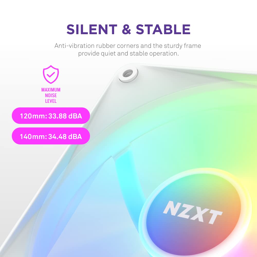 NZXT F120RGB CORE - 120MM HUB-MOUNTED RGB FAN - SINGLE PACK (WHITE)-RF-C12SF-W1
