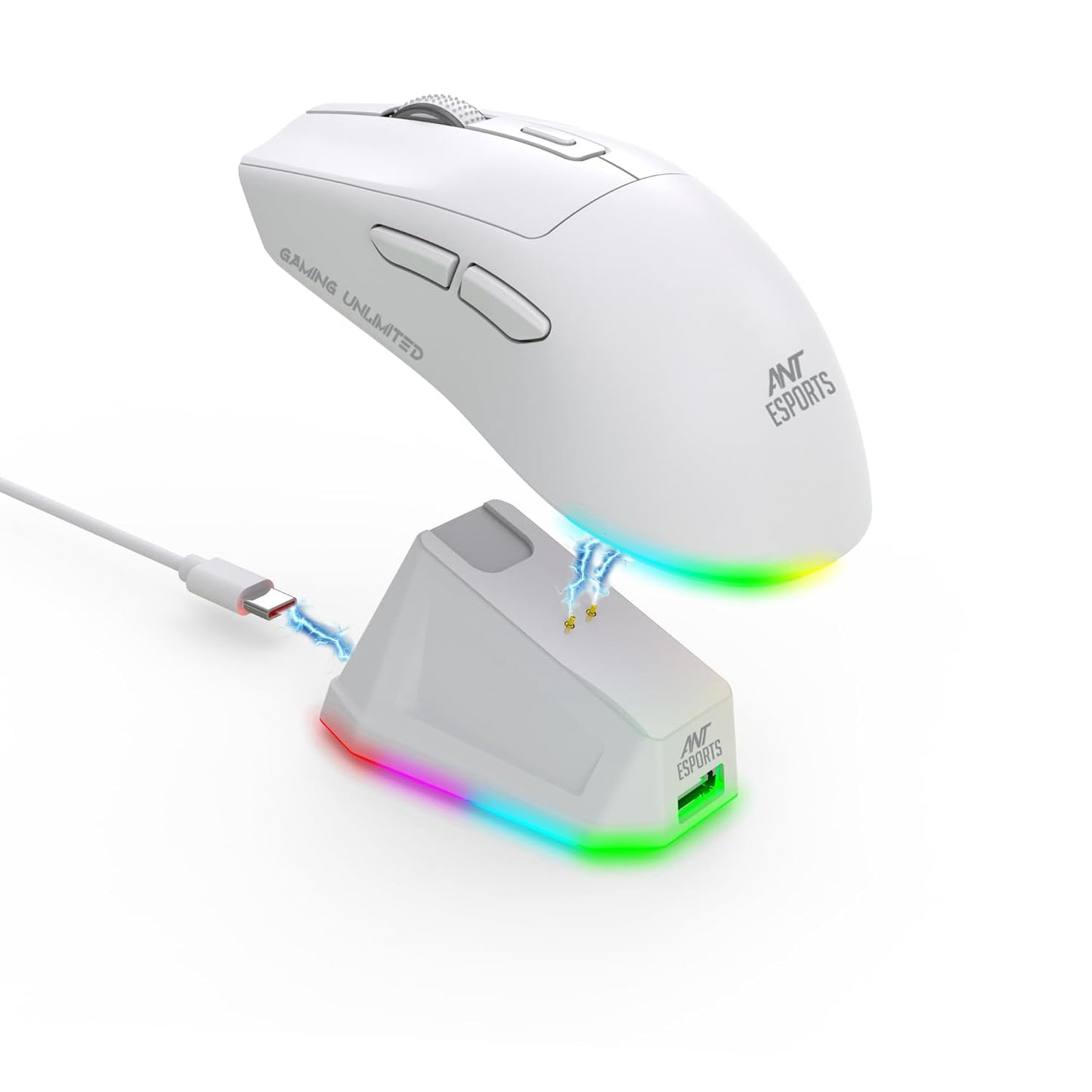 ANT ESPORTS GM810 PRO WIRELESS OPTICAL GAMING MOUSE 7200 DPI 2.4G BLUETOOTH - WHITE