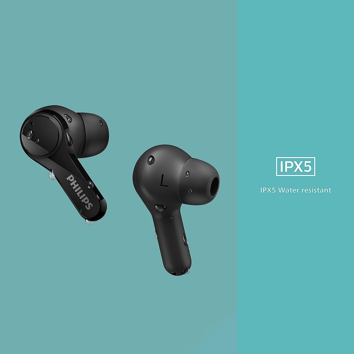 PHILIPS AUDIO TAT3217BK TRUE WIRELESS EARBUDS WITH 4 MIC ENC FOR CRYSTAL CLEAR CALLING, 26 HR PLAYTIME, IPX5 WATER RESISTANCE | APP SUPPORT, 10MM NEODYMIUM DRIVERS FOR RICH SOUND & PUNCHY BASS (BLACK)