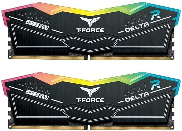 TEAMGROUP T-FORCE DELTA RGB 32GB (32GBX1) DDR5 5200MHZ RAM (BLACK)