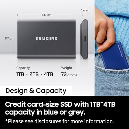 SAMSUNG T7 2TB UP TO 1,050MB/S USB 3.2 GEN 2 MU-PC2T0T/WW SSD