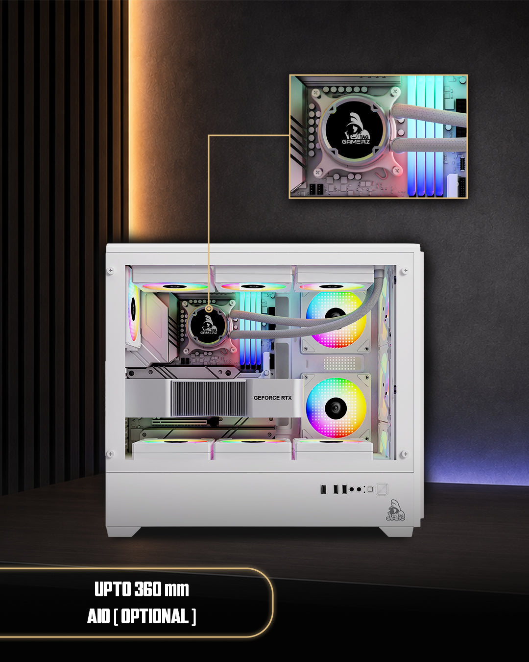 TAG Gamerz Nebula Gaming Mid Tower Cabinet White