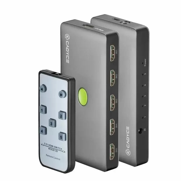 CADYCE 5X1 HDMI SWITCH 4K@60HZ WITH REMOTE & CHANGE OVER BUTTON. CA-5HDS PLUS