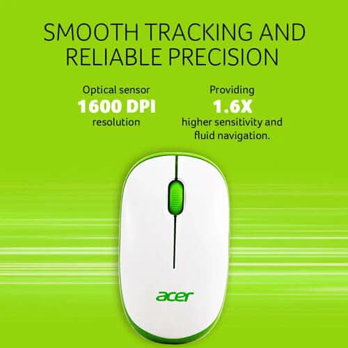 Acer White and Green Wireless Mouse