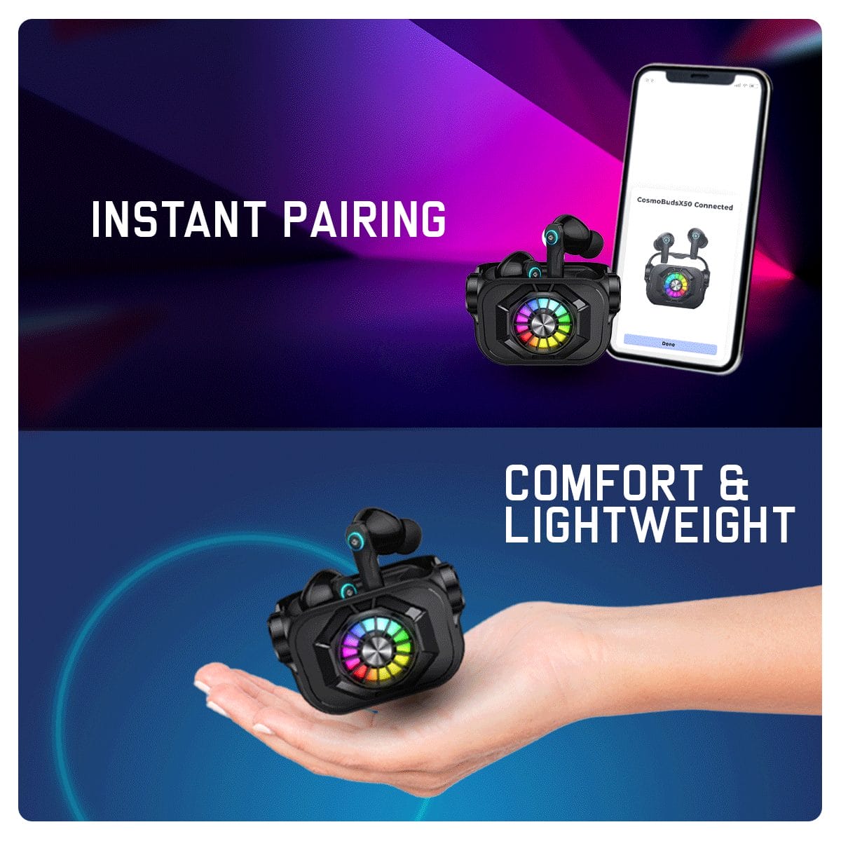 COSMIC BYTE COSMOBUDS X50 (BLACK) TWS