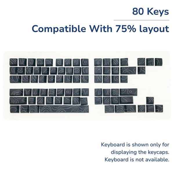 Aula Leobog PBT Black Contour Sublimation Keycaps 80 Qty, Compatible With All Aula F75 Keyboard Series, Black Contour (BCK)