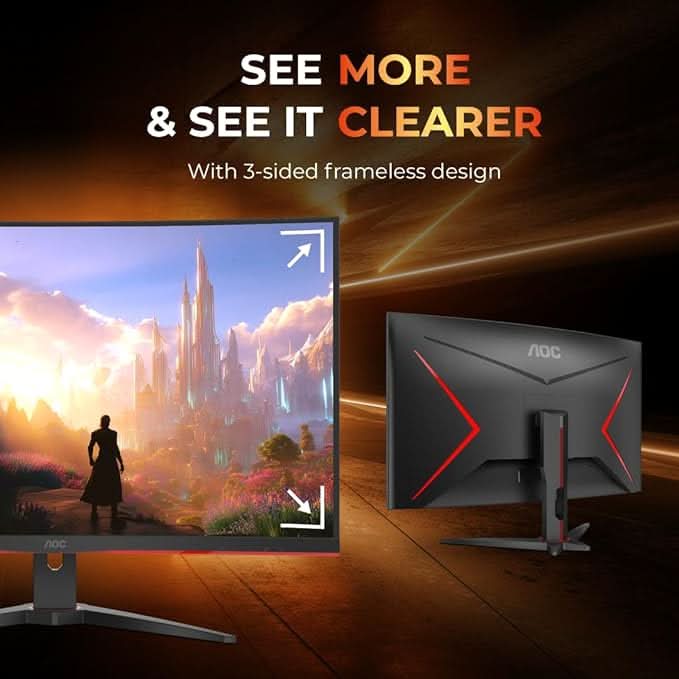 AOC 32 Curved, 1500 R , FHD 1920 x 1080, 250Hz, 0.5ms, 300 cd/m², HDMI 2.0 x2, DP 1.2 x 1, NTSC 105% / sRGB 123% , Flicker Free , Low Blue Mode