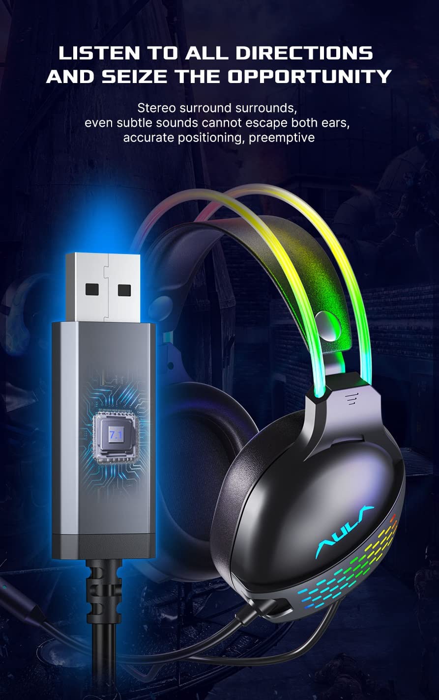 AULA S503 PROFESSIONAL WIRED GAMING HEADSET BLACK