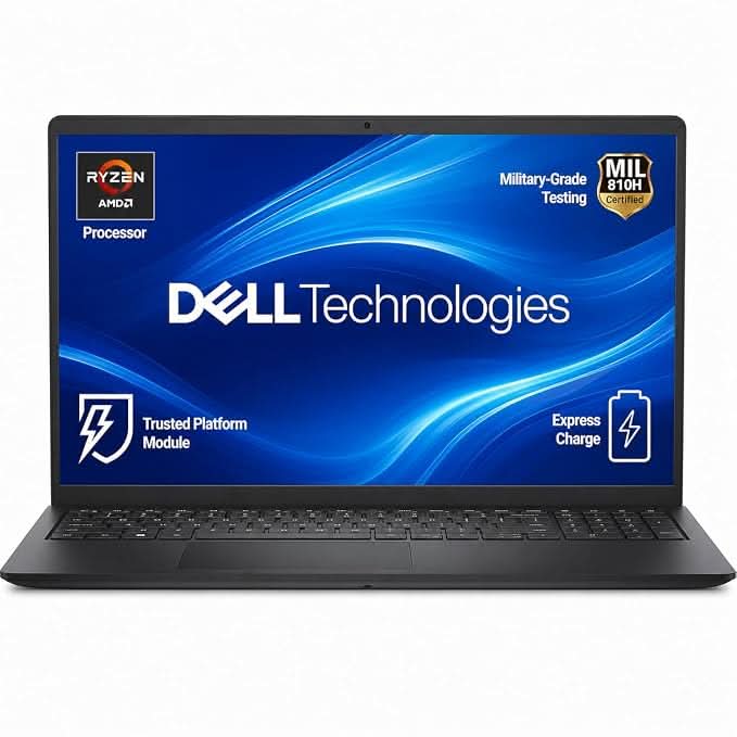 Dell 15 DC15255 Laptop, AMD Ryzen 5 7520U, 8GB RAM, 512GB SSD, 15.6 Inch FHD Display, Windows 11, Microsoft Office 2024, Black